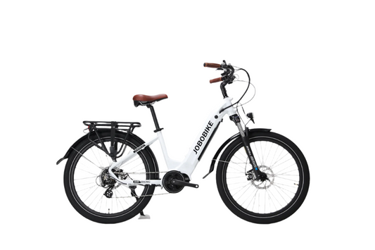 JB-TDF45L white electric bike with sleek aesthetics.