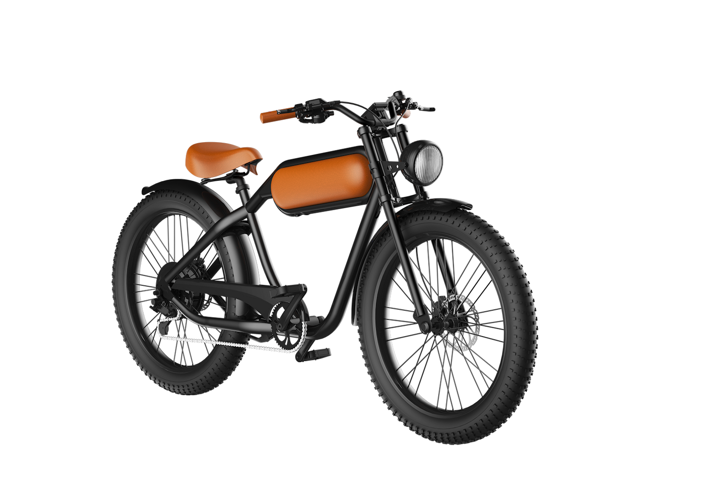 OTANGO Front – Sleek front profile of a powerful electric bike.