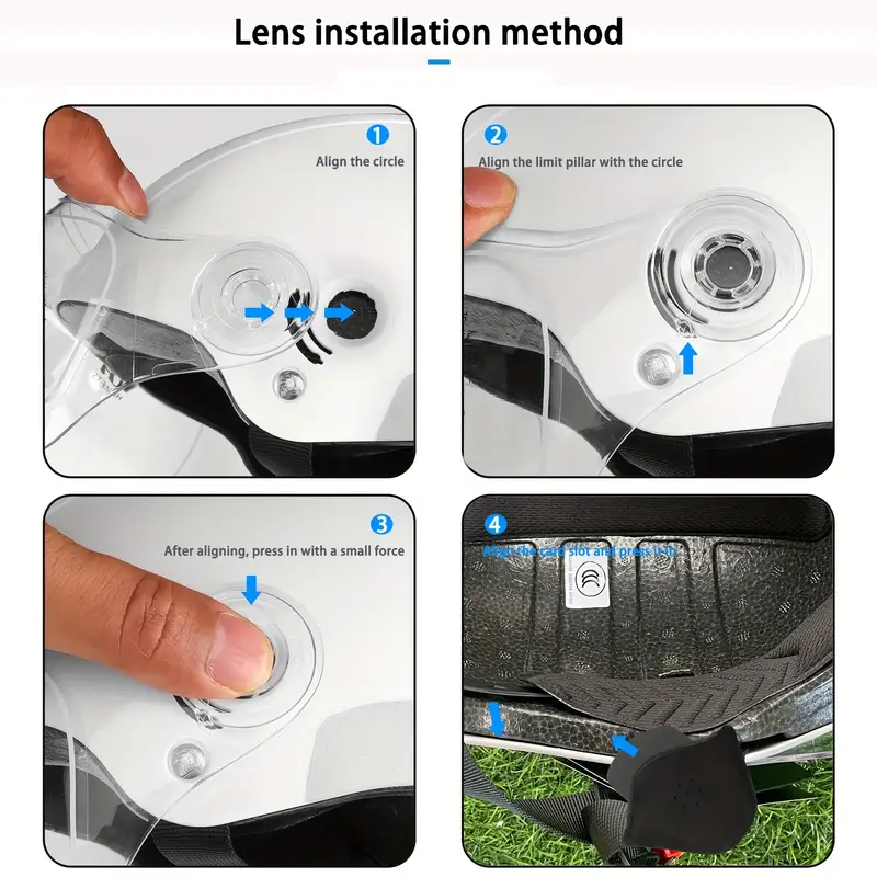 AMA helmet lens installation – Step-by-step guide for attaching visor lenses.