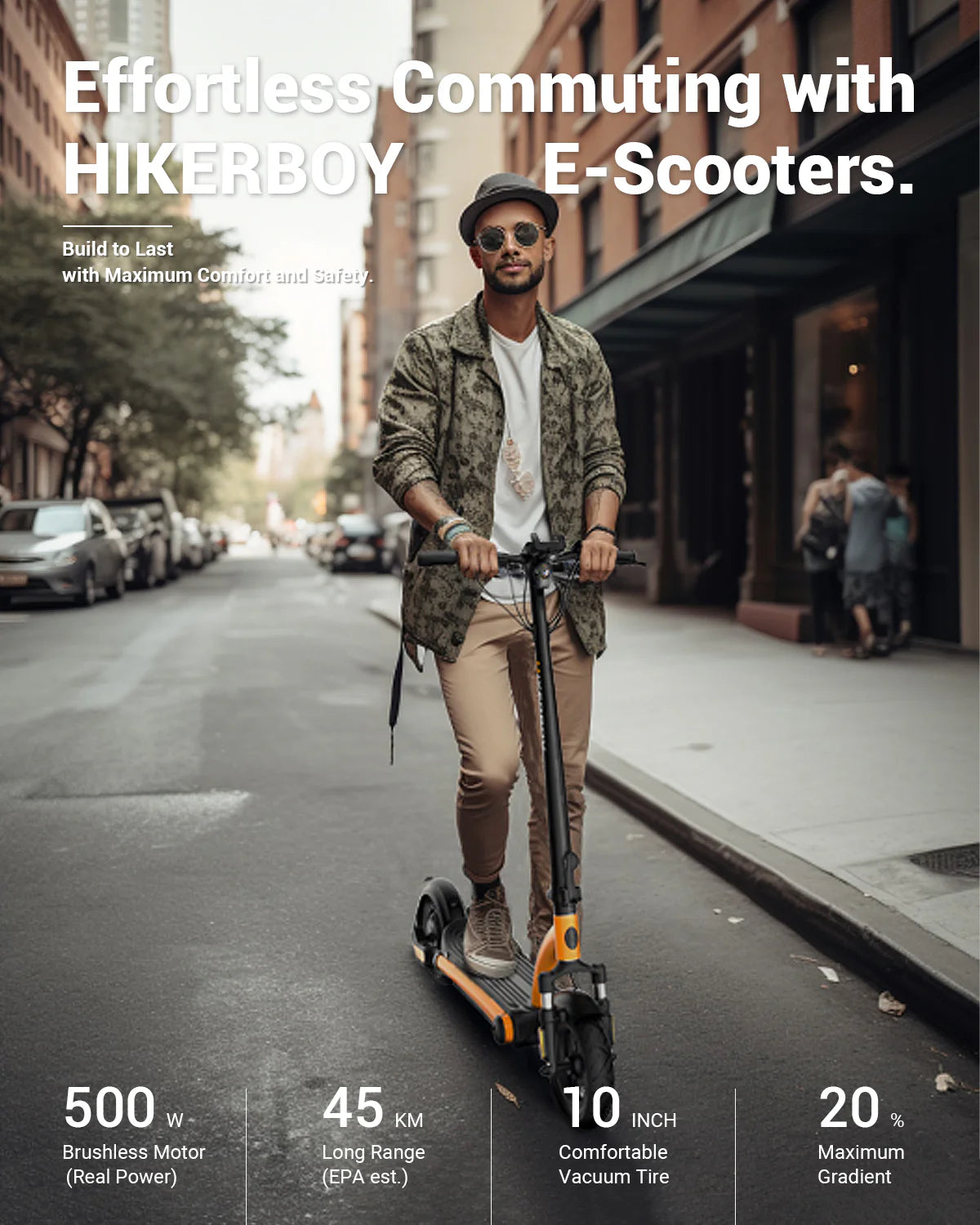 10" 500W 48V10Ah e-scoot Hikerboy Foxtrot+