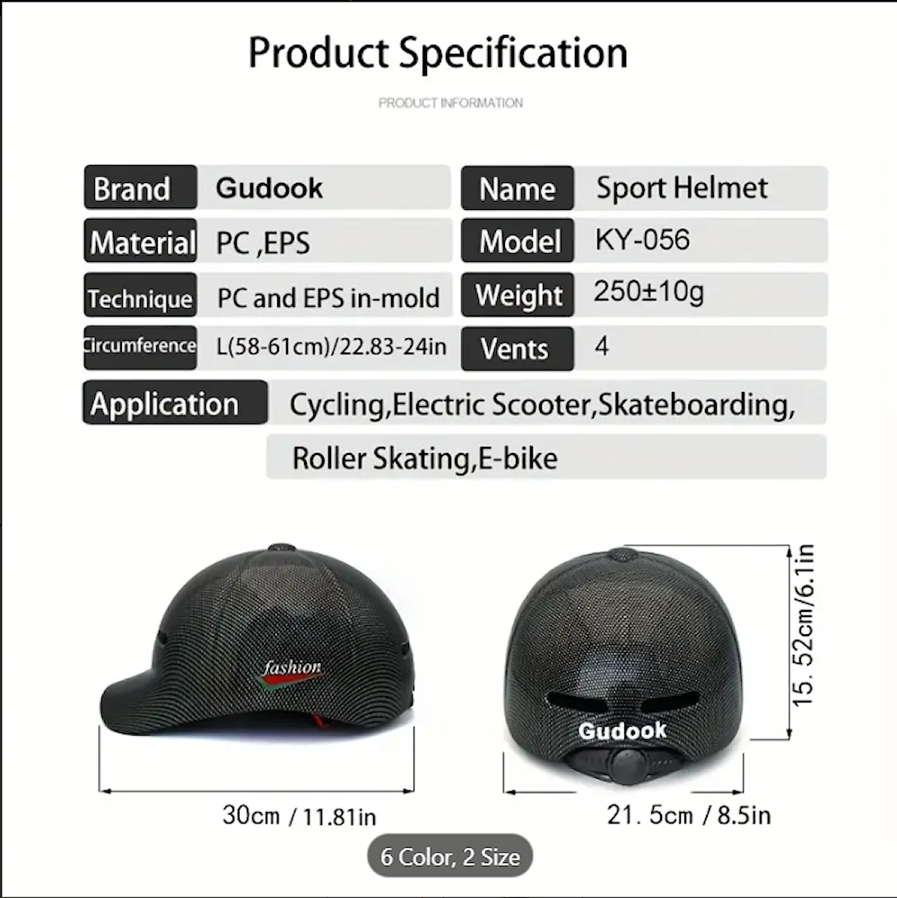 Gudook helmet black – Protective and stylish helmet for safe e-bike and scooter rides.