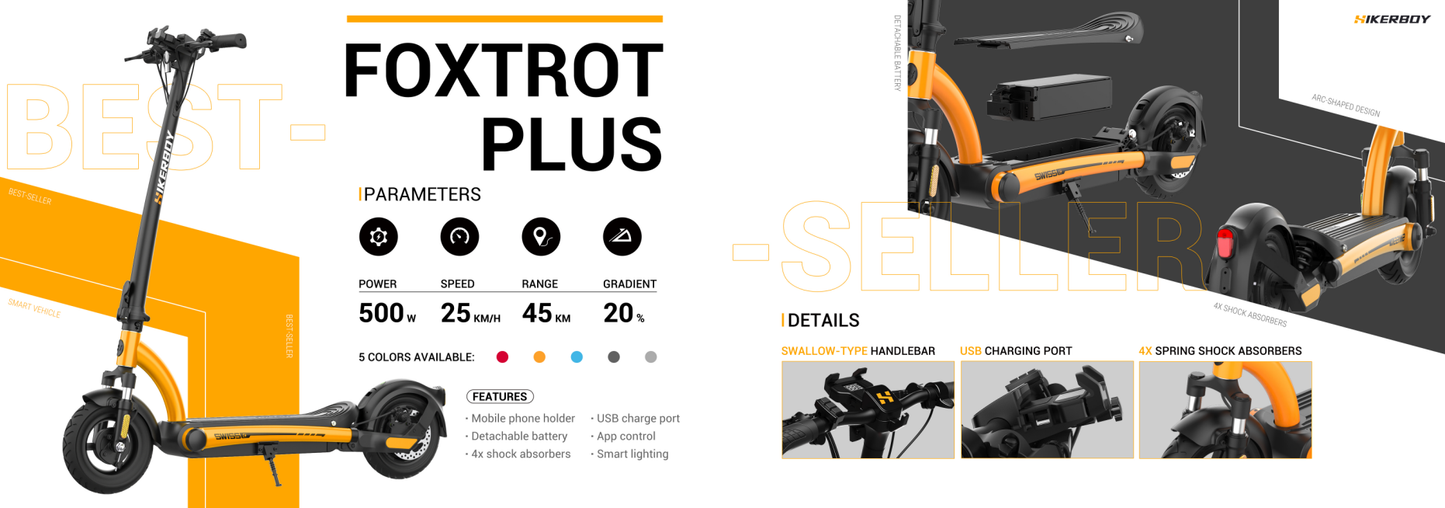 10" 500W 48V10Ah e-scoot Hikerboy Foxtrot+