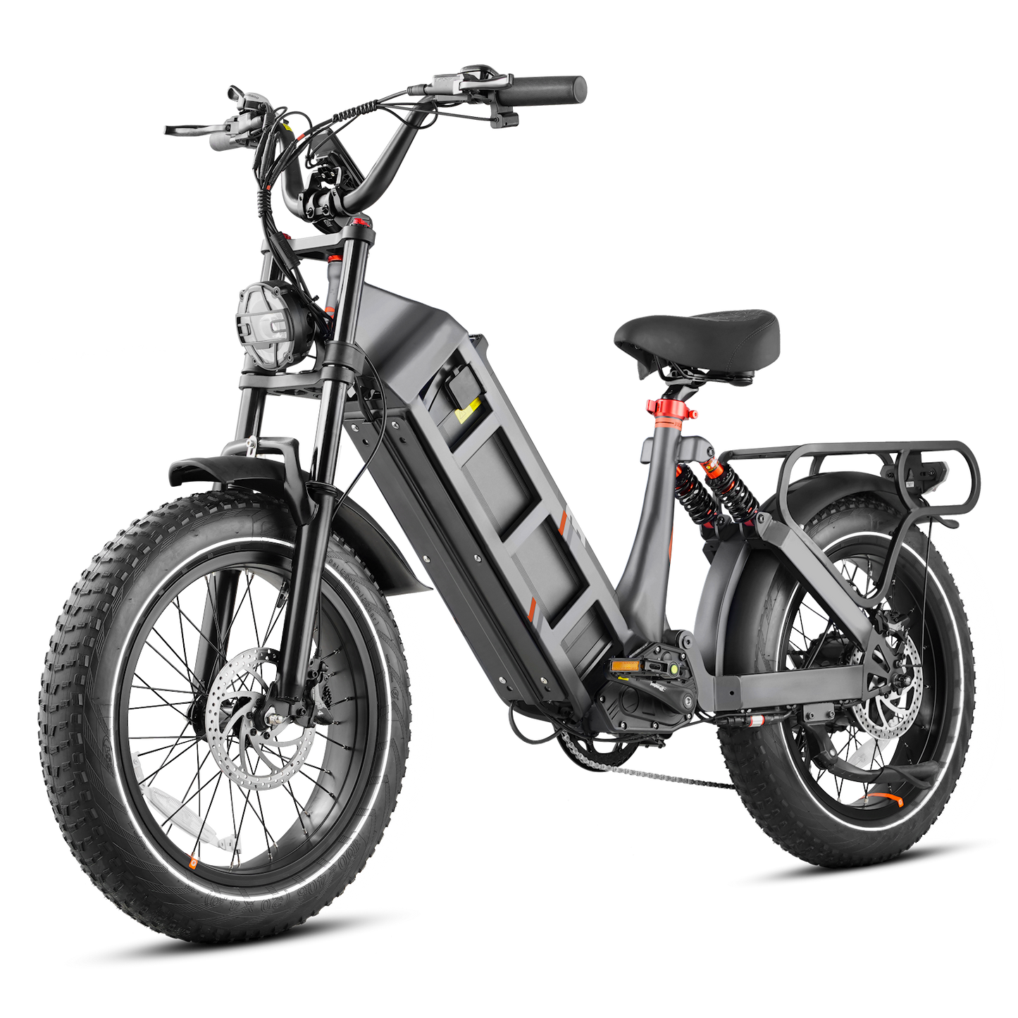 Rocky e-bike side view – Sturdy and adventure-ready design.
