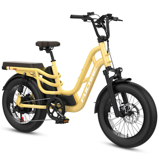 Bright yellow electric bike designed for stylish urban rides.
