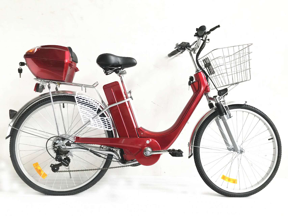 24" Step Thru Eco City e-Bike Silver A-OK