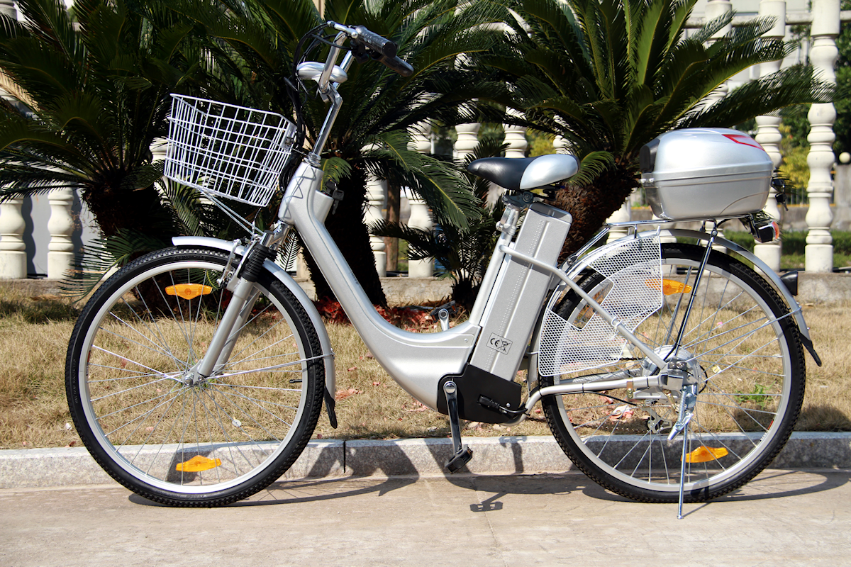 24" Step Thru Eco City e-Bike Silver A-OK